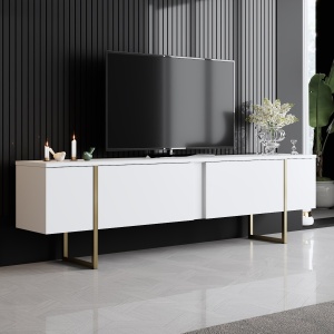 Comoda TV Luxe - White, Gold - Img 1