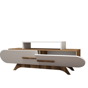Comoda TV Rose - Walnut, White - Img 3
