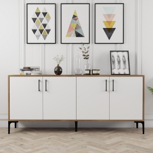Consolă Kiev - Walnut, White - Img 1