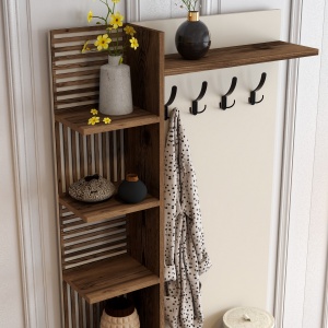 Dulap cu raft Viyana D - Walnut, Cream - Img 4