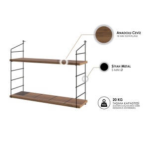 Raft perete Armoni 2'li - Walnut - Img 3