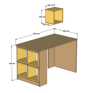Birou Box - Walnut, White - Img 5