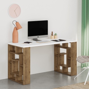Birou Maze - White, Dark Oak - Img 1