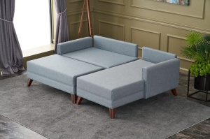 Canapea Extensibila Bella Soft Mini Köşe Right - Blue - Img 5