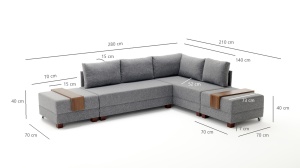 Canapea Extensibila Fly Corner Sofa Bed Right- Grey - Img 6