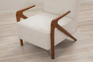 Canapea Extensibila Larus Wood Set - Walnut, Cream - Img 4