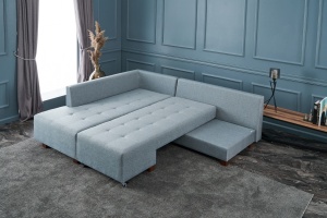 Canapea Extensibila Manama Corner Sofa Bed Left - Light Blue - Img 2