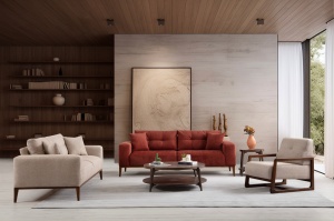 Canapea Extensibila Sinor 3 Locuri - Tile Red - Img 3