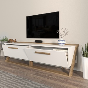 Comoda TV Astrid - White, Walnut - Img 3