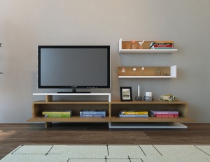 Comoda TV Ayaz - Teak, White - Img 1