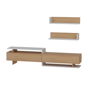 Comoda TV Ayaz - Teak, White - Img 3