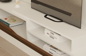 Comoda TV Elda - White, Walnut - Img 4