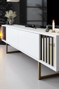 Comoda TV Gold Line - White, Black - Img 4