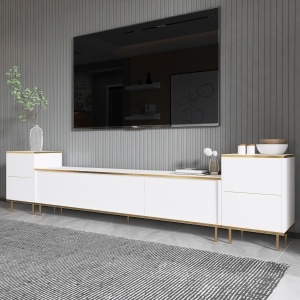 Comoda TV Imaj - White, Gold - Img 1