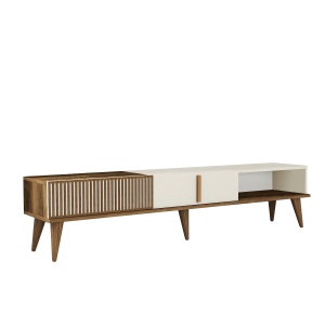 Comoda TV Milan Alt - Walnut, Cream - Img 5