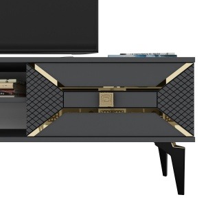 Comoda TV Yumedi - Anthracite, Gold - Img 3