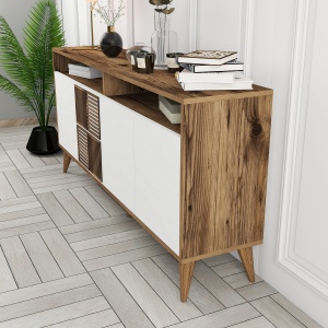 Consolă Milan 160 - Walnut, White - Img 3