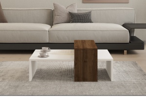 Masuta de cafea Glow - White, Walnut - Img 2