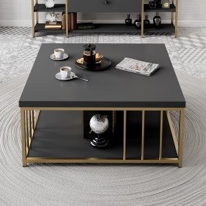 Masuta de cafea Zenn - Anthracite, Gold - Img 2