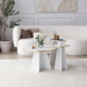 Set de masa pentru cafea Mushroom 2 - Gold, White - Img 2