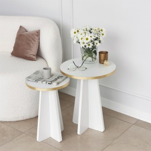 Set de masa pentru cafea Mushroom 2 - Gold, White - Img 4