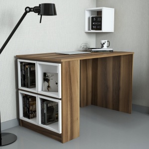 Birou Box - Walnut, White - Img 1