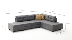 Canapea Extensibila Manama Corner Sofa Bed Right - Grey - Img 7