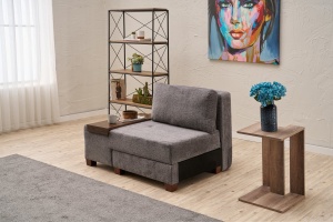 Canapea Extensibila Perenna Chenille Left - Grey - Img 2