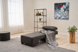 Canapea Extensibila Perenna Linen Right - Anthracite - Img 3