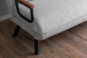 Canapea Extensibila Sando 2-Locuri - Teddy Fabric - Grey - Img 4