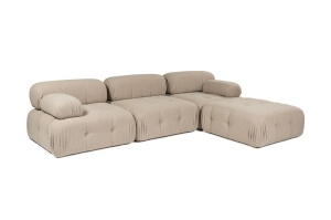 Canapea pe colț Doblo 3 Locuri with Pouffe ( L1-O1-1R-Pouffe) - Peach - Img 4