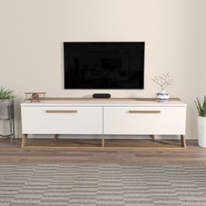 Comoda TV Astrid - White, Walnut - Img 1