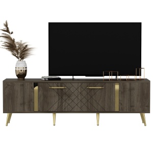 Comoda TV Detas - Walnut, Gold - Img 4