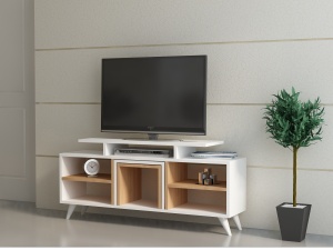 Comoda TV Kutay - White, Teak - Img 1