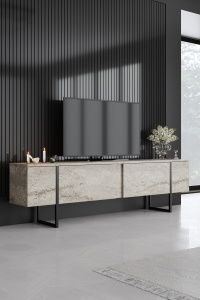 Comoda TV Luxe - Travertine, Black - Img 1