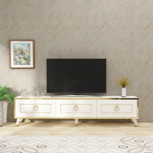 Comoda TV Sona - White, Gold - Img 2