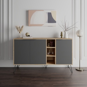 Consolă Clara Console - Oak, Anthracite - Img 1
