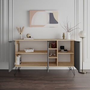Consolă Clara Console - Oak, Anthracite - Img 2