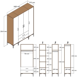 Dulap Kumsal PTP - Walnut, White - Img 6