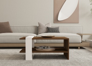 Masuta de cafea Gaye - Walnut, White - Img 2