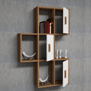 Raft perete Flora - Walnut, White - Img 2