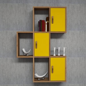 Raft perete Flora - Walnut, Yellow - Img 3