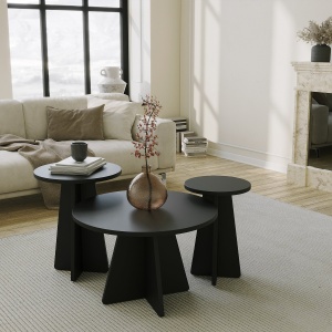 Set de masa pentru cafea Mushroom 3 - Black - Img 1