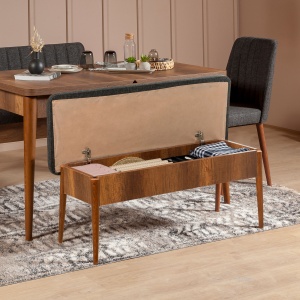 Set masa extensibila si scaune (4 piese) Vina 1053 - Anthracite, Walnut - Img 2