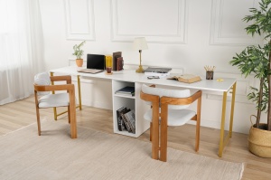 Birou Twin Study Desk - White - Img 2