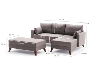 Canapea Extensibila Bella Mini Corner Sofa Right - Brown - Img 8
