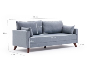 Canapea Extensibila Bella Soft Yataklı Üçlü Koltuk - Blue - Img 8