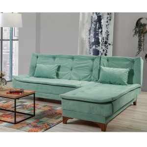 Canapea Extensibila Kelebek Corner Right - Sea Green - Img 2