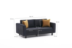 Canapea Kale Velvet - Anthracite - Img 8
