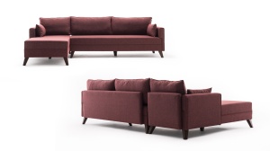 Canapea pe colț Bella Corner Sofa Left 1 - Claret Red - Img 6